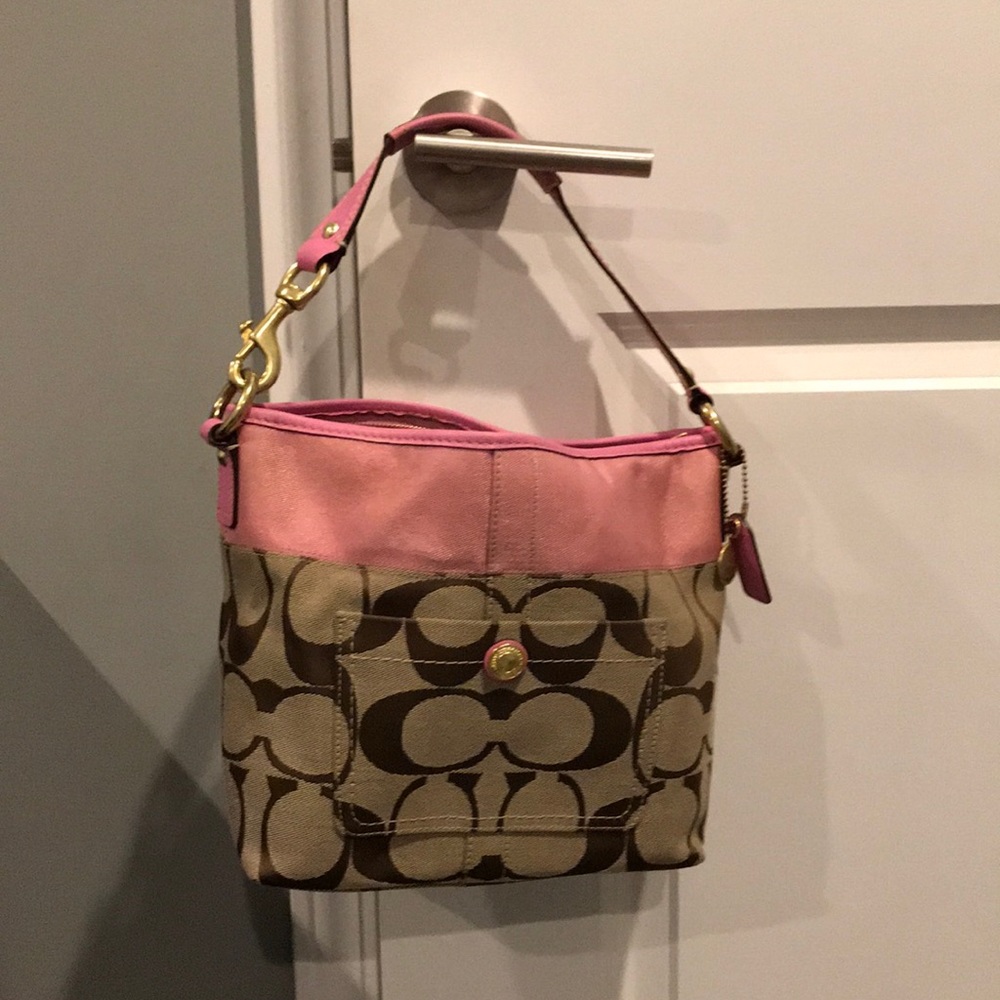 Pink and tan coach bag